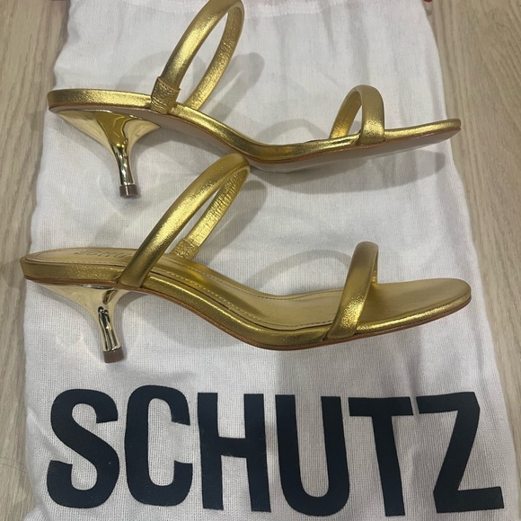 SCHUTZ Shoes - SCHUTZ Metallic Gold Heeled Sandals size 5 new